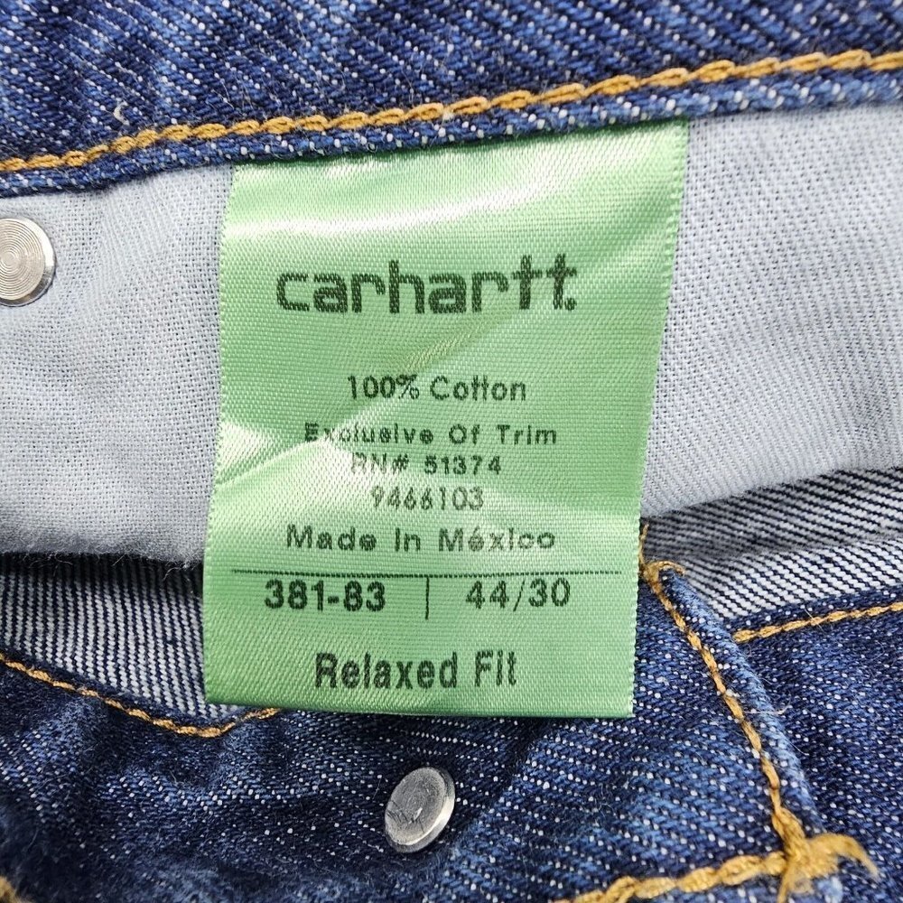 Carhartt Mens Relaxed Fit Jeans Size 44 X 30 Blue Denim Workwear Pants Cotton - Picture 9 of 13